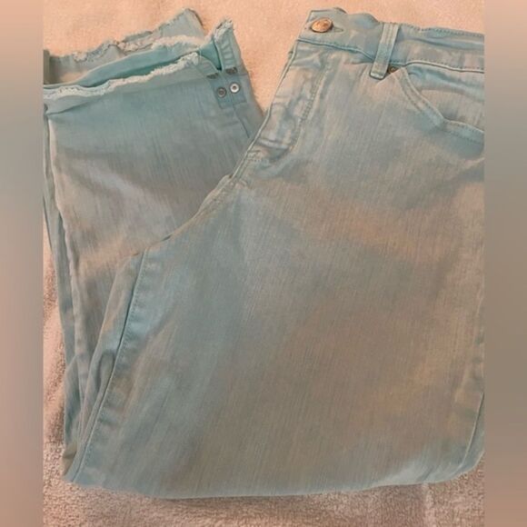 Size 10 Nine West frayed hem stretch 5-pocket zipper front belt Christie Capri - Picture 3 of 14
